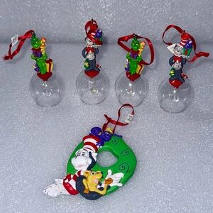Avon Dr. Seuss Cat in the Hat and The Grinch Christmas Ornament Bells 1998